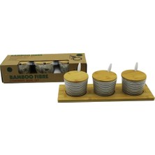 Elektronikçim 3pcs Bambu Kapak Altlık Fiber Melamin Baharatlık Takım