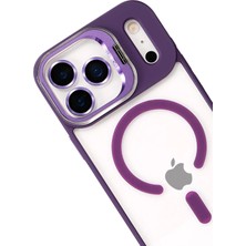 Ieg™  Apple Iphone 17 Pro Max Remim Lensli Magsafe Standlı Kapak - Derin Mor