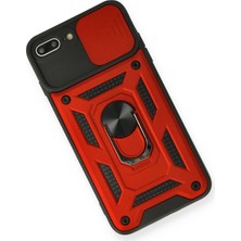 Ieg™  Iphone 7 Plus Kılıf Pars Lens Yüzüklü Silikon - Kırmızı