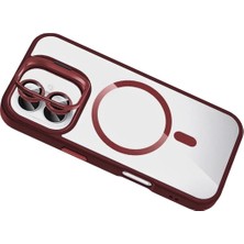 Ieg™  Apple Iphone 17 Remim Lensli Magsafe Standlı Kapak - Bordo