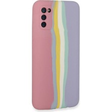 Ieg™  Samsung Galaxy A03S Kılıf Ebruli Lansman Silikon - Pembe-Lila