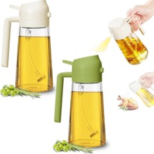 Elektronikçim Cam Yağdanlık 2ın1 Spreyli Akıtmalı Kilitli Kapaklı Sürahi Modeli 450ML