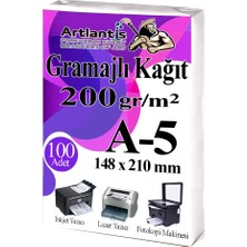 Artlantis A5 Gramajlı Fotokopi Kağıdı 100 Adet 200 gr Sertifika Kağıdı Kalın Kağıt Baskı Tüm Yazıcılara Uyumlu 14.8X21CM Ofis Büro