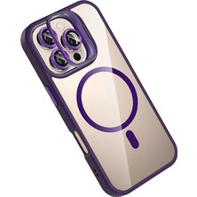 Ieg™  Apple Iphone 16 Pro Max Remim Lensli Magsafe Standlı Kapak - Derin Mor