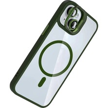 Ieg™  Apple Iphone 15 Plus Remim Lensli Magsafe Standlı Kapak - Koyu Yeşil