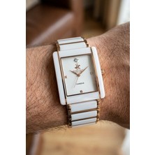 Beverly Hills Polo Club Pırlantalı Erkek Kol Saati | Çelik Kasa, Seramik Detaylı Kordon, Beyaz Kadran