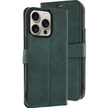 Newface iPhone 15 Pro Max Kılıf Trend S Plus Kapaklı Kılıf - Koyu Yeşil