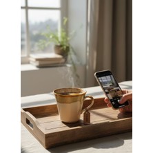 Lia Porselen Çay ve Kahve Fincanı 8x8 cm Kahverengi Akıtma File 150 ml