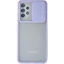 Newface Samsung Galaxy A72 Kılıf Palm Buzlu Kamera Sürgülü Silikon - Lila