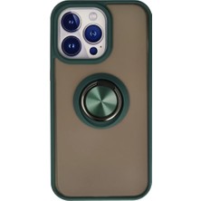 Newface iPhone 13 Pro Kılıf Montreal Yüzüklü Silikon Kapak - Yeşil