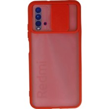 Newface Xiaomi Redmi 9t Kılıf Palm Buzlu Kamera Sürgülü Silikon - Kırmızı