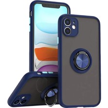 Newface iPhone 11 Kılıf Montreal Yüzüklü Silikon Kapak - Lacivert