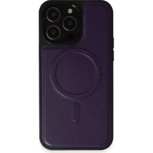 Ugrx Newface iPhone 14 Pro Max Kılıf Ozzi Magsafe Deri Kapak - Derin Mor