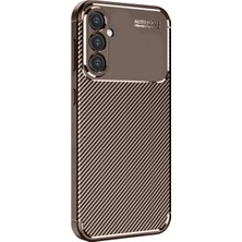 Newface Samsung Galaxy S24 Fe Kılıf Auto Focus Karbon Kapak - Kahverengi