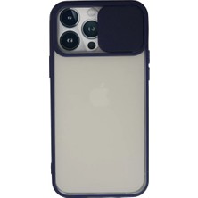 Newface iPhone 13 Pro Max Kılıf Palm Buzlu Kamera Sürgülü Silikon - Lacivert