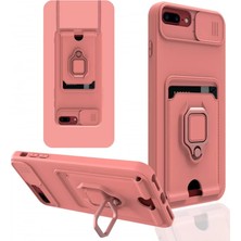 Newface iPhone 7 Plus Kılıf Zuma Kartvizitli Yüzüklü Silikon - Pembe