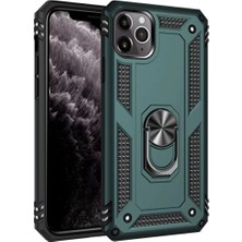 Newface iPhone 11 Pro Kılıf Sofya Yüzüklü Silikon Kapak - Yeşil