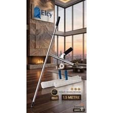 Elcy Cam Temizlik Seti 1,5 Metre Teleskopik Uzayabilen Metal Sap -35 cm Cam Çekçeği ve 2 Adet Peluş