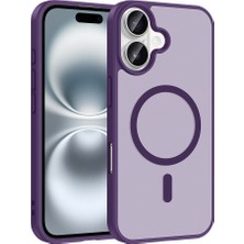 Alan Tech iPhone 16 Kılıf M-Safe Şarj Özellikli Zore Babet Kapak - Derin Mor