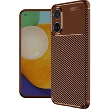 Newface Oppo A60 Kılıf Auto Focus Karbon Kapak - Kahverengi