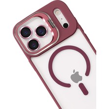 Ieg™  Apple Iphone 17 Pro Max Remim Lensli Magsafe Standlı Kapak - Bordo