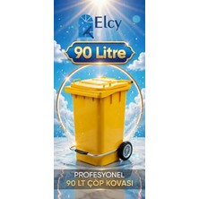 Elcy 90 Litre Tıbbi Atık Plastik Pedallı Çöp Konteyneri Sarı Isıya Karşı Dayanıklı
