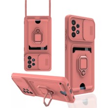 Newface Samsung Galaxy A72 Kılıf Zuma Kartvizitli Yüzüklü Silikon - Pembe