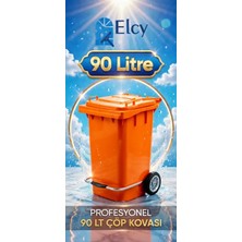 Elcy 90 Litre Tıbbi Atık Plastik Pedallı Çöp Konteyneri Turuncu Isıya Karşı Dayanıklı