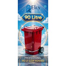 Elcy 90 Litre Tıbbi Atık Plastik Pedallı Çöp Konteyneri Kırmızı Isıya Karşı Dayanıklı