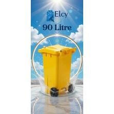 Elcy Tıbbi Atık Plastik Çöp Konteyneri Sarı 90LT Plastik Konteyner Isıya Karşı Dayanıklı