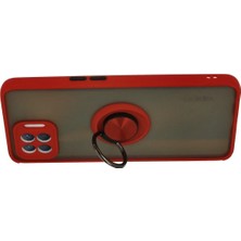 Ieg™  Oppo Reno 4 Lite Kılıf Montreal Yüzüklü Silikon Kapak - Kırmızı