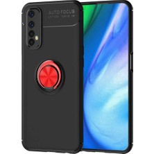 Newface Realme 7 Kılıf Range Yüzüklü Silikon - Siyah-Kırmızı