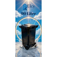 Elcy Tıbbi Atık Plastik Çöp Konteyneri Siyah 90LT Plastik Konteyner Isıya Karşı Dayanıklı