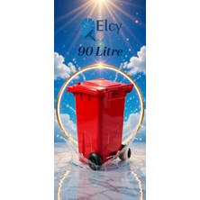 Elcy Tıbbi Atık Plastik Çöp Konteyneri Kırmızı 90LT Plastik Konteyner Isıya Karşı Dayanıklı