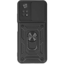 Newface Xiaomi Poco M4 Pro 4g Kılıf Pars Lens Yüzüklü Silikon - Siyah