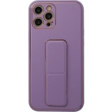 Newface iPhone 12 Pro Kılıf Coco Deri Standlı Kapak - Lila
