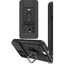 Newface iPhone 15 Pro Kılıf Zuma Kartvizitli Yüzüklü Silikon - Siyah