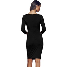 Wovna TP101396 Ön Kısmı Bağcıklı Tek Parça Elbise