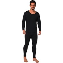 -Tutku- Erkek Termal Takım Siyah Polyester %5 Elastan %60 Pamuk %35 Viskoz Konforlu Kullanım