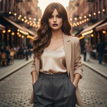 Wovna Daalı Perçemli Fiber Sen Orta Boy Peruk / Kumral