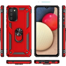 Ieg™  Samsung Galaxy A03S Kılıf Sofya Yüzüklü Silikon Kapak - Kırmızı