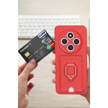 Ieg™  Xiaomi Redmi 14C Kılıf Zuma Kartvizitli Yüzüklü Silikon - Kırmızı