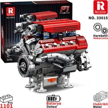 Reobrix Technic 33015 F1 Motor (Engine) Motorlu Yaratıcı Yapı Blok Seti Building Blocks- 1101 Parça