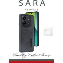 Ieg™  Xiaomi Redmi 13C Kılıf Sara Kartvizitli Deri Kılıf - Siyah