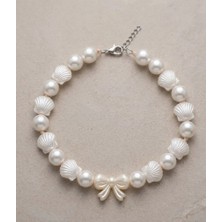 İnci Konsept Zarif Kurdele ve Deniz Kabuğu Detaylı Inci Kedi ve Köpek Aksesuarı