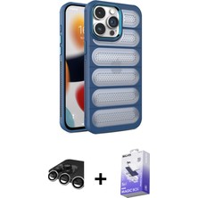 Cepte Toptan iPhone 15 Pro Max Yadigar Doku Özel Seri - Siyah Bilvis 5in1 5d Magic Hayalet Cam Ekran Koruyucu + Gümüş Raze Metal Kamera Lens