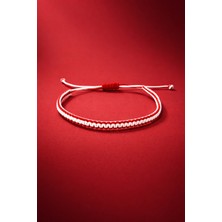 Crystal Atelier Kırmızı Beyaz Taraftar Bileklik Makrome Örgü Unisex Ayarlanabilir Ip Bileklik Hediyelik Spor Bileklik