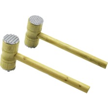 Marsilyan Metal Çift Başlı Ahşap Saplı Tokmak - Et Dövecek Tokmak= 4.3 x 10CM Saplı=25.5cm (4887)