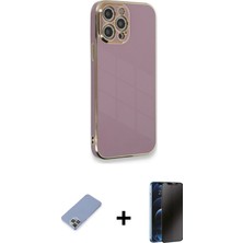 Cepte Toptan iPhone 12 Pro Yankı Serisi - Siyah 3D Antistatik Hayalet Cam Ekran Koruyucu + Koyu Yeşil Metal Kamera Lens Koruma Cam