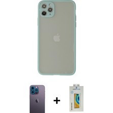 Cepte Toptan iPhone 12 Pro Max Ahenk Çizgi Serisi - Siyah Polymer Nano Ekran Koruyucu + Mavi Neon Fosforlu Kamera Lens